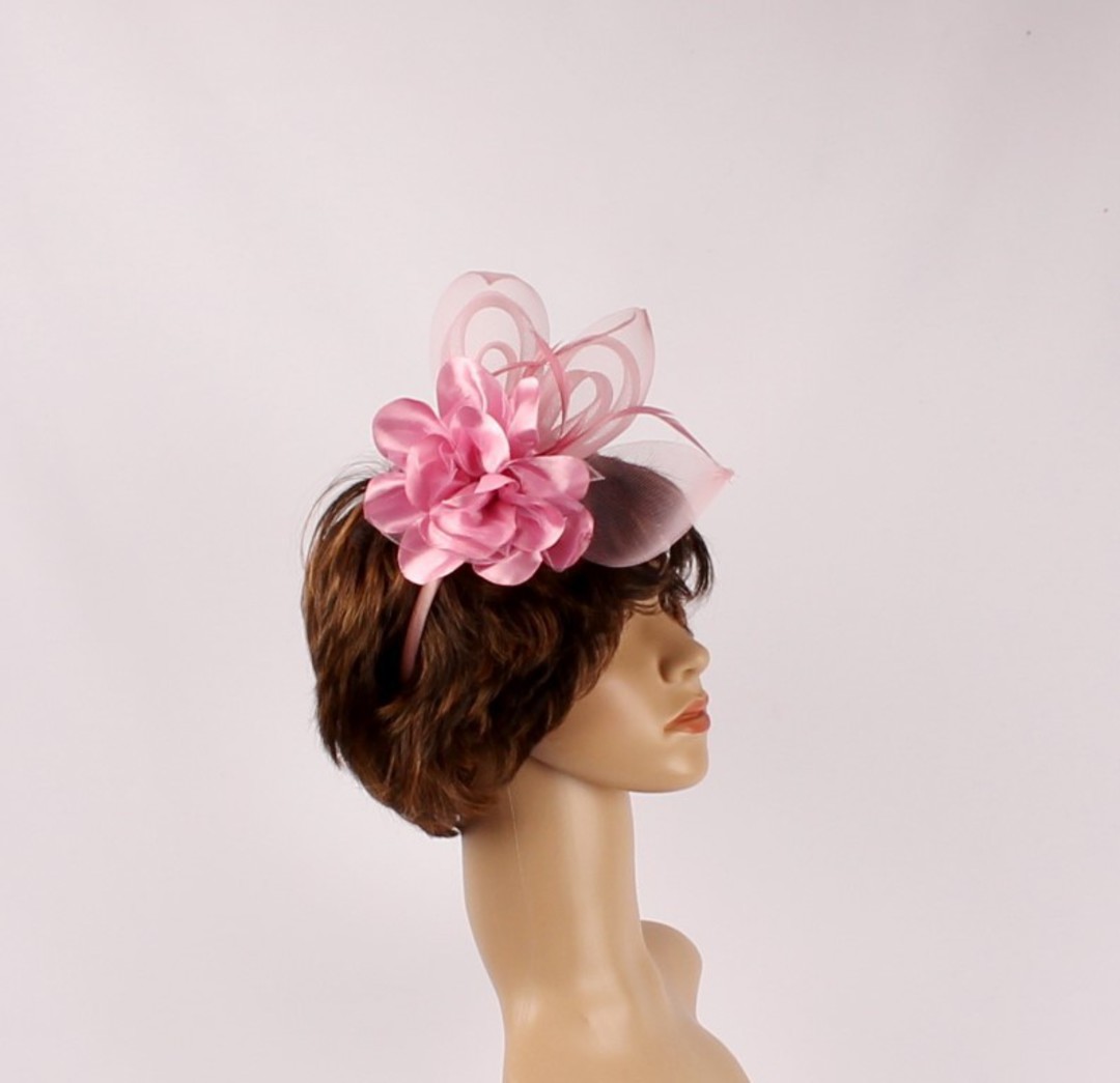  Headband fascinater w flower blush STYLE: HS/4680/BLSH image 0